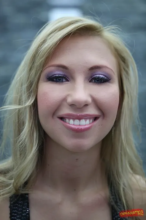 Busty Blonde in a Skirt Takes Double Penetration and a Facial Backstage – photo 2 of 20