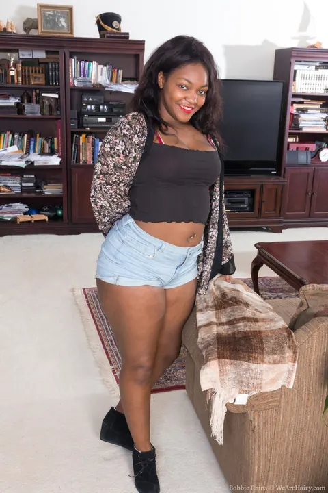 Ebony BBW in Panties and Boots Spreads Her Bushy Pussy – photo 3 of 20