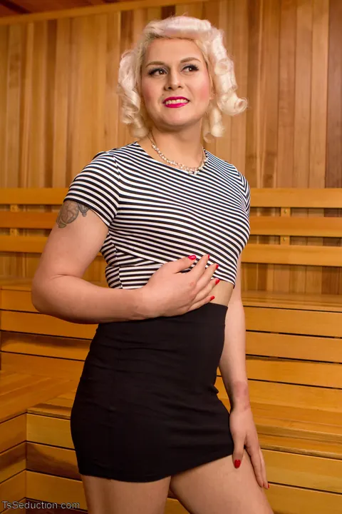 Trans Woman with Small Tits Strips Off Her Skirt and Poses Nude – photo 2 of 9
