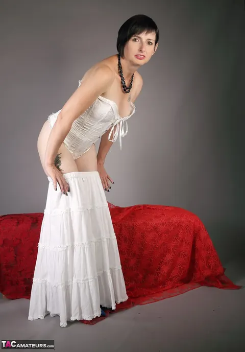 Short-Haired Brunette MILF Models Lingerie and Heels – photo 5 of 19