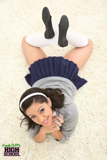 Latina PAWG in Uniform Skirt Gives a Blowjob and Gets Fucked