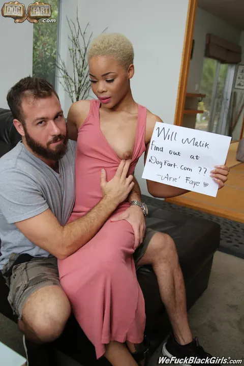 Arie Faye: Thick Ebony Blonde Strips Out of Her Panties and Swallows Cock – photo 1 of 16