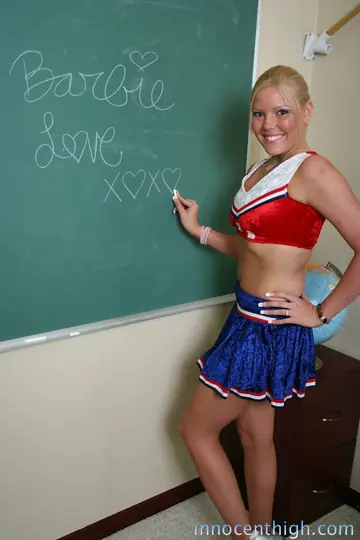 Barbie Love – Blonde in Uniform Skirt Poses and Strips Nude