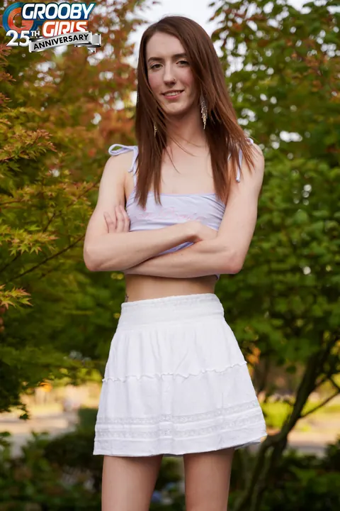 Slim Trans Brunette Strips and Shows Off Her Boner and Ass – photo 4 of 16