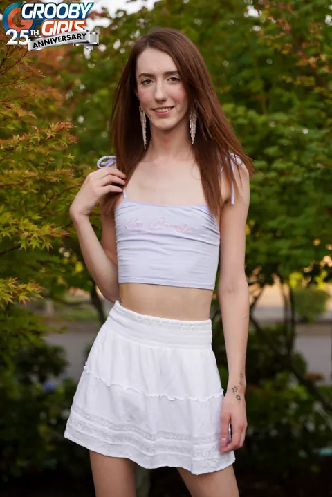 Slim Trans Brunette Strips and Shows Off Her Boner and Ass – photo 3 of 16