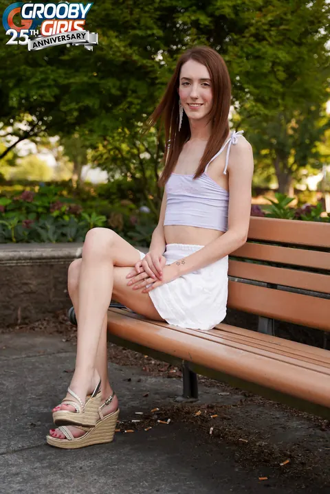 Slim Trans Brunette Strips and Shows Off Her Boner and Ass – photo 1 of 16