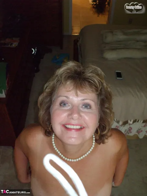 Bustybliss: Mature Curvy Brunette in Pantyhose Uses a Dildo – photo 7 of 17