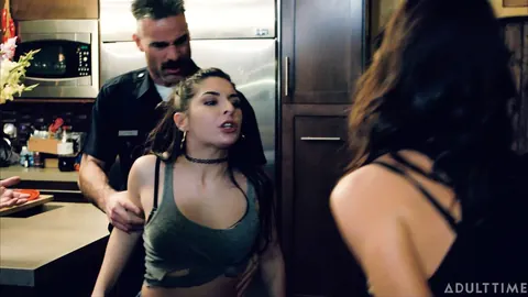 Keira Croft: Two European Brunettes Undress for a Cop Threesome – photo 1 of 15