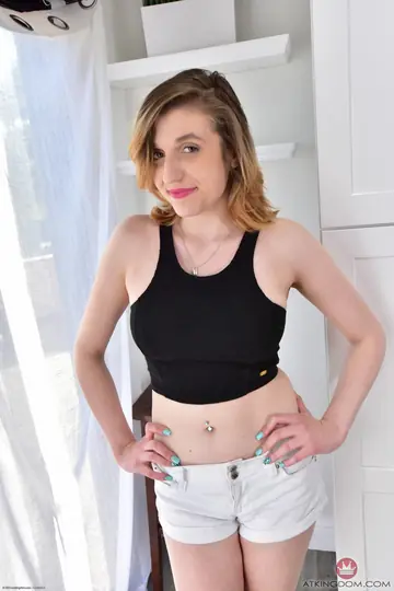 Petite Redhead Strips Off Her Panties and Shows Her Big Natural Tits