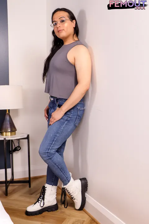 Thick Trans Woman Strips Nude and Poses Fully Exposed – photo 1 of 16