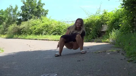 Jenna Lovely: European Blonde Pisses in Her Shorts Outdoors – photo 4 of 15