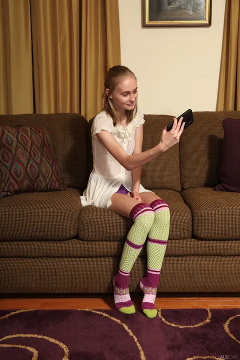 Alicia Williams: Slim Blonde in a Skirt Fingers Her Ass and Uses a Dildo – photo 1 of 21
