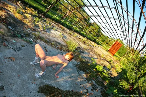 Tanned Petite Redhead Spreads Her Hairy Pussy Outdoors – photo 10 of 21