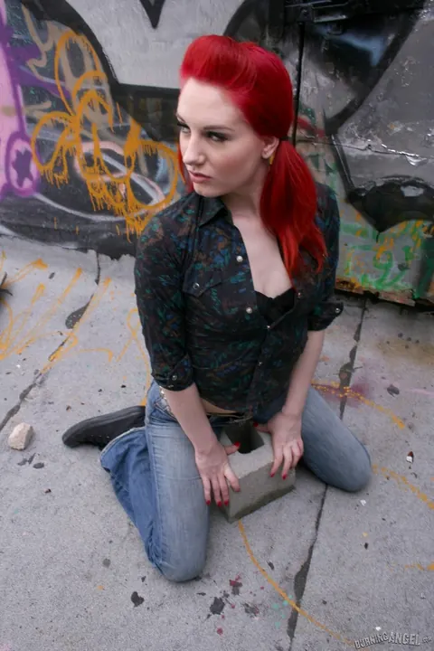Angela Ryan: Redhead Sheds Her Jeans and Top in an Alley – photo 2 of 17