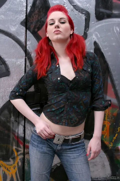 Angela Ryan: Redhead Sheds Her Jeans and Top in an Alley – photo 1 of 17