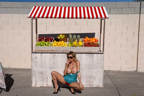 Alexis Fawx: Tall Blonde MILF Strips Out of Her Skirt and Heels Outdoors – photo 9 of 21