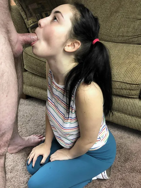 Lenna Lux: Petite Brunette Deepthroats Him Until He Cums on Her Clothes – photo 15 of 20