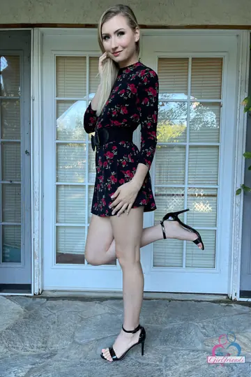 Blonde in Heels and Panties Spreads Her Asshole