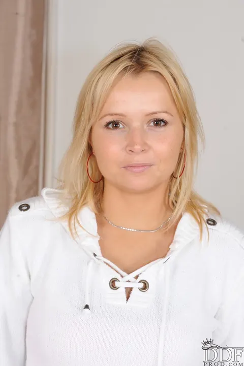 Blond Aloha: European Blonde with Small Natural Tits Strips and Poses – photo 1 of 21