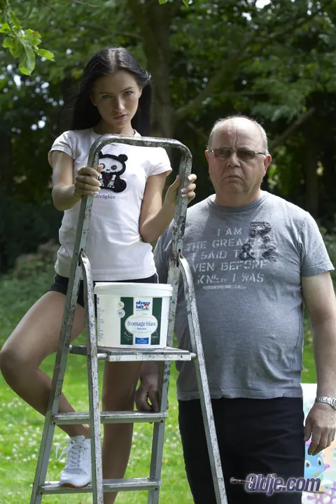 Sasha Rose: Skinny Brunette Sucks and Fucks an Older Man Outdoors – photo 2 of 16