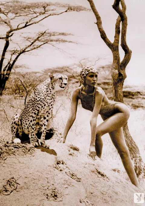 Iman: Tall African Brunette in a Bikini and Skirt Strips in the Forest – photo 5 of 12