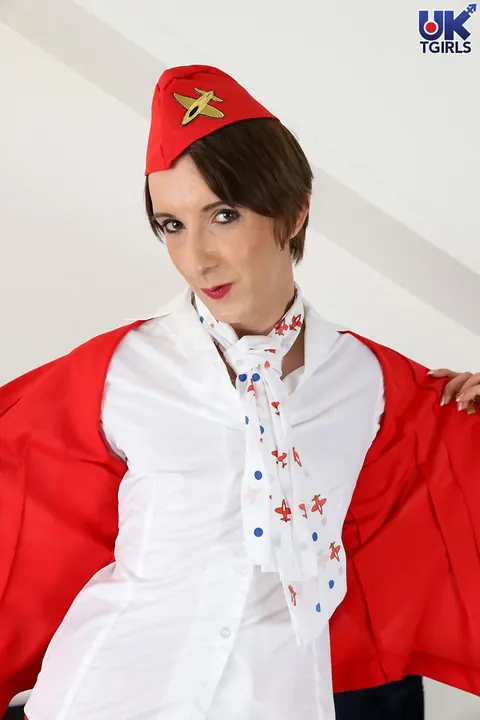 Skinny Trans Woman Strips Out of Her Costume Uniform – photo 3 of 15