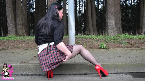 Curvy Asian Trans Woman Strips to Stockings and Heels – photo 11 of 16