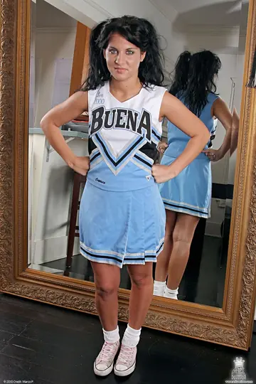 Bettina DiCapri – Thick Brunette in a Skirt and Uniform Poses Clothed