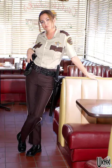 Devinn Lane – Thick Brunette MILF in Uniform Poses with Big Tits