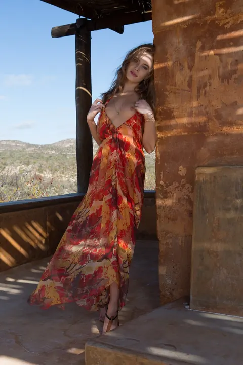 Maija Riika: Brunette Drops Her Sundress and Poses Nude Outdoors – photo 3 of 10