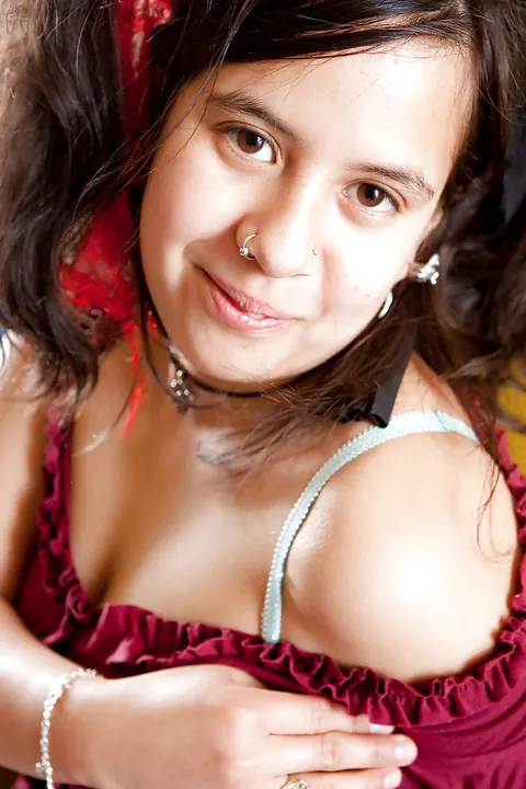 Chubby Babe with Big Tits Strips Out of Her Lingerie and Spreads – photo 2 of 16