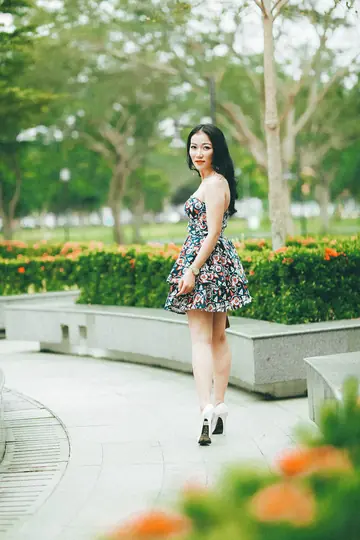 Asian Woman Strips Out of Her Dress and Poses Nude Front and Back
