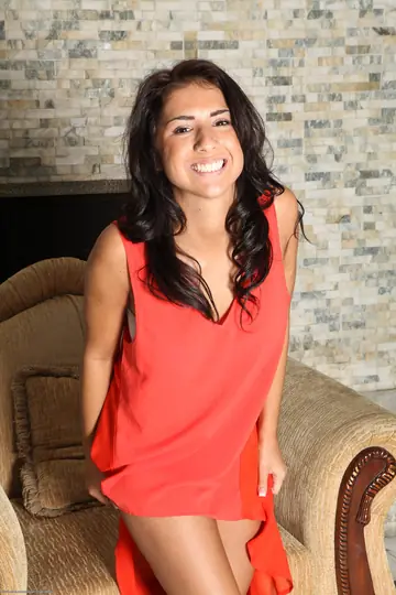 Petite Brunette with Big Natural Tits Undresses and Shows Her Tattoo
