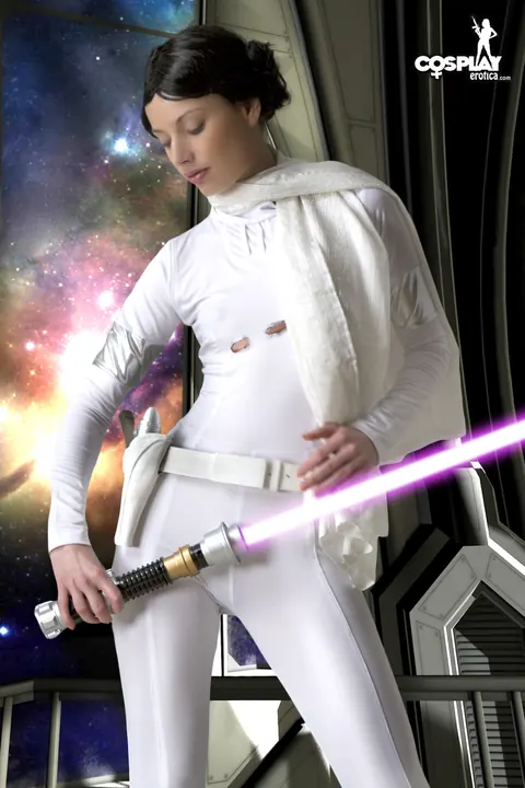 Brunette in Cosplay Costume Spreads Her Shaved Pussy – photo 6 of 12