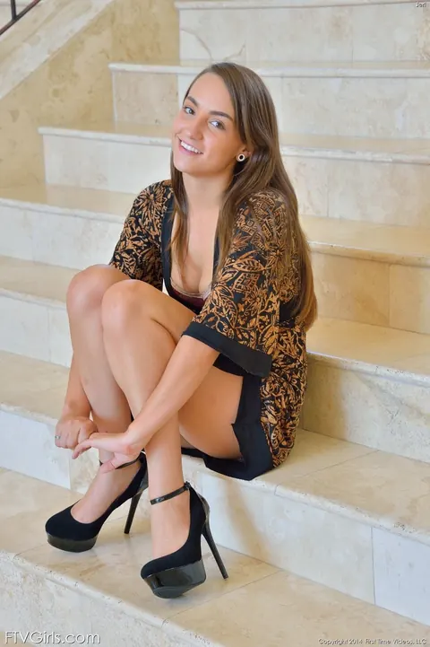 Tall Brunette Hikes Dress and Fucks Herself with a Dildo – photo 10 of 21
