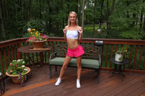 Payton Avery: Blonde in Lingerie Fingers and Uses a Dildo Outdoors – photo 3 of 21