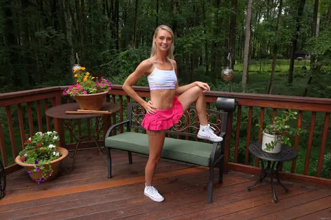 Payton Avery: Blonde in Lingerie Fingers and Uses a Dildo Outdoors – photo 4 of 21