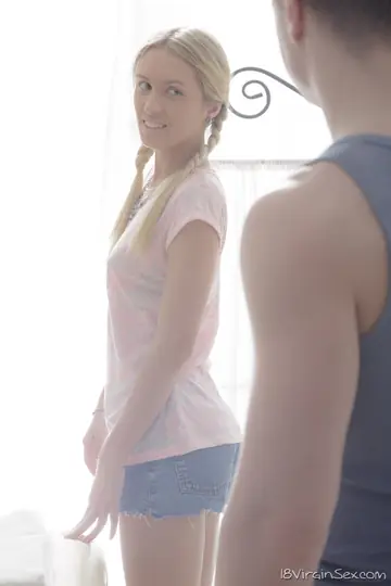 Pale Slim Blonde with Pigtails Blows Masseur and Rides Him