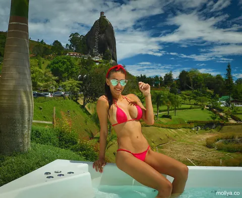 Molly Alize: Skinny Latina in a Bikini and Glasses Poses on the Terrace – photo 15 of 15