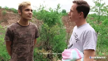 Three Men Fuck Outdoors in an Anal Threesome