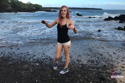 Nina Nirvana: Petite Redhead Strips Out of Her Bikini and Shorts on the Beach – photo 13 of 21