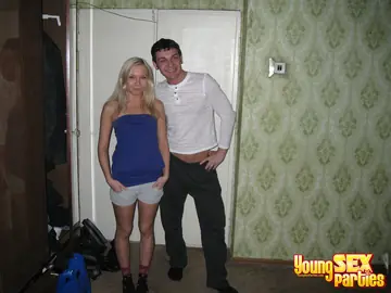 Dulsineya – Amateur European Blonde in Panties Sucks Cock in a Foursome