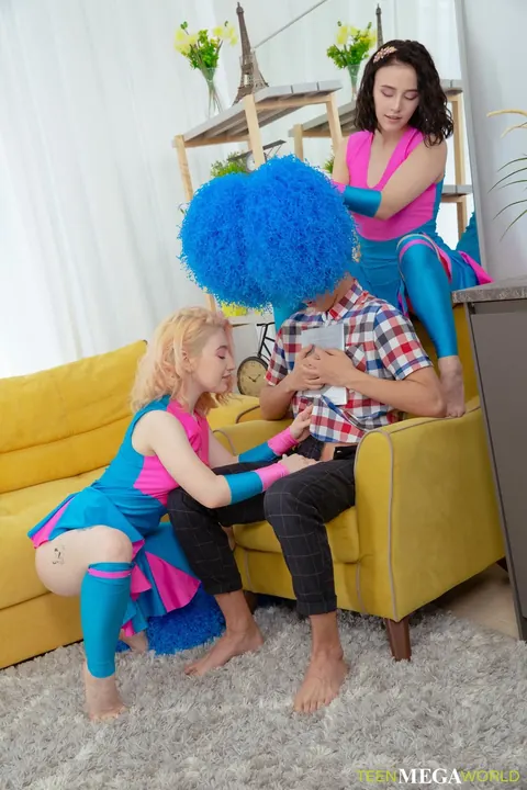 Sara Rich: Two Petite Blondes in Uniform Share Anal Threesome Doggy Style – photo 3 of 20