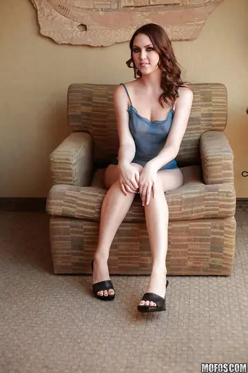 Megan Loxx – Busty Curly Brunette Strips Out of Her Lingerie and Heels to Show Her Body