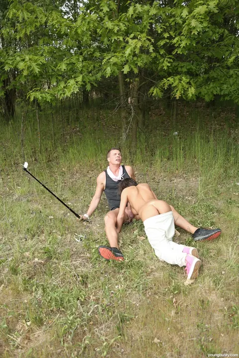 Brunette PAWG Sucks and Rides Cock in the Woods – photo 10 of 20