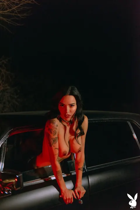 Lily Andrews: Latina MILF in a Bikini, Boots and Stockings Spreads in the Car – photo 11 of 20