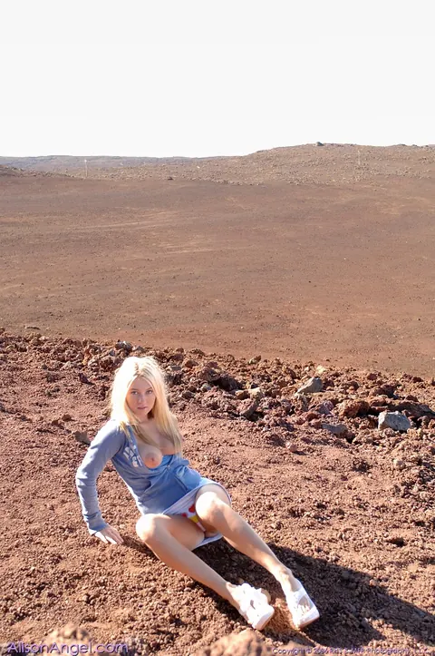 Alison Angel: Tall Blonde Flashes Her Big Natural Tits and Spreads Outdoors – photo 15 of 20