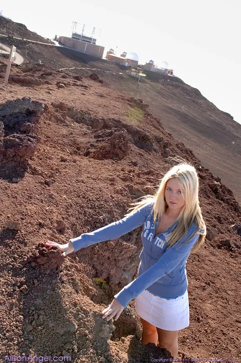 Alison Angel: Tall Blonde Flashes Her Big Natural Tits and Spreads Outdoors – photo 18 of 20