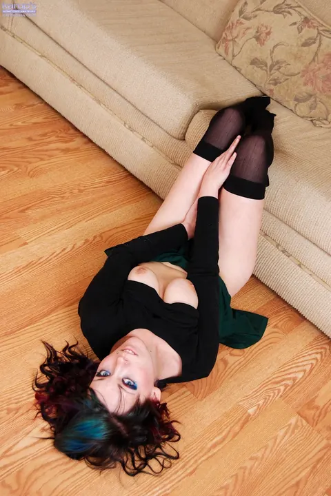 Sabrina Dorota: Brunette PAWG in Stockings Fingers Herself and Uses a Dildo – photo 1 of 21