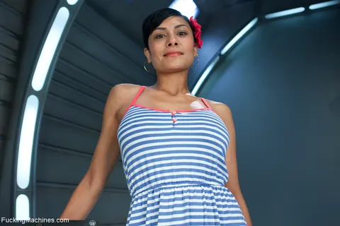 Beretta James: Latina Brunette with Big Tits Rides a Machine Dildo and Uses a Vibrator – photo 2 of 21